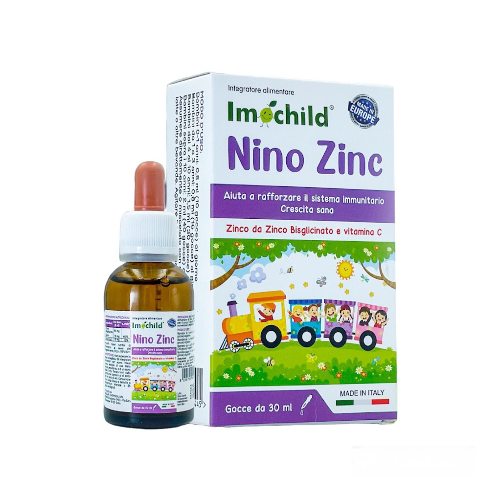 Siro Imochild Nino ZinC - Bổ Sung Kẽm Hữu Cơ, Vitamin C, Tăng Sức Đề Kháng Cho Bé, Miễn Dịch (Lọ 30ml) [Chính Hãng]