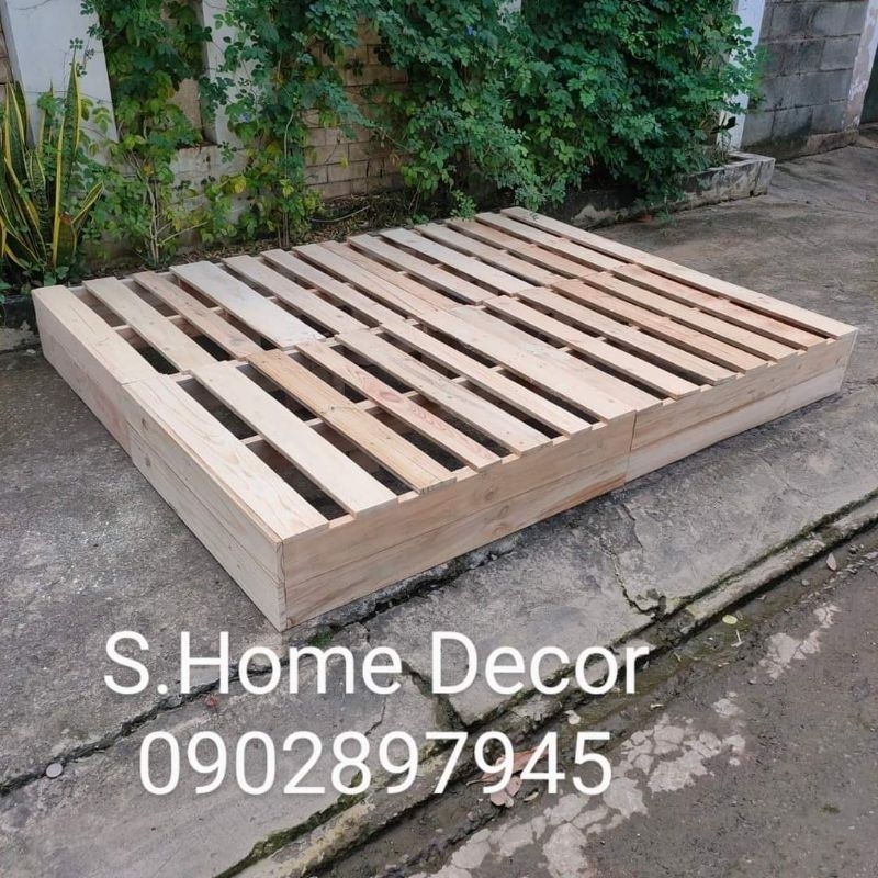 giường pallet gỗ thông gấp gọn cao 20cm