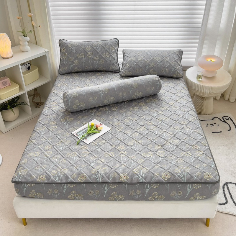 Ga gối chun trần cotton đũi 4 món HANNA BEDDING mềm nhẹ thoáng mát