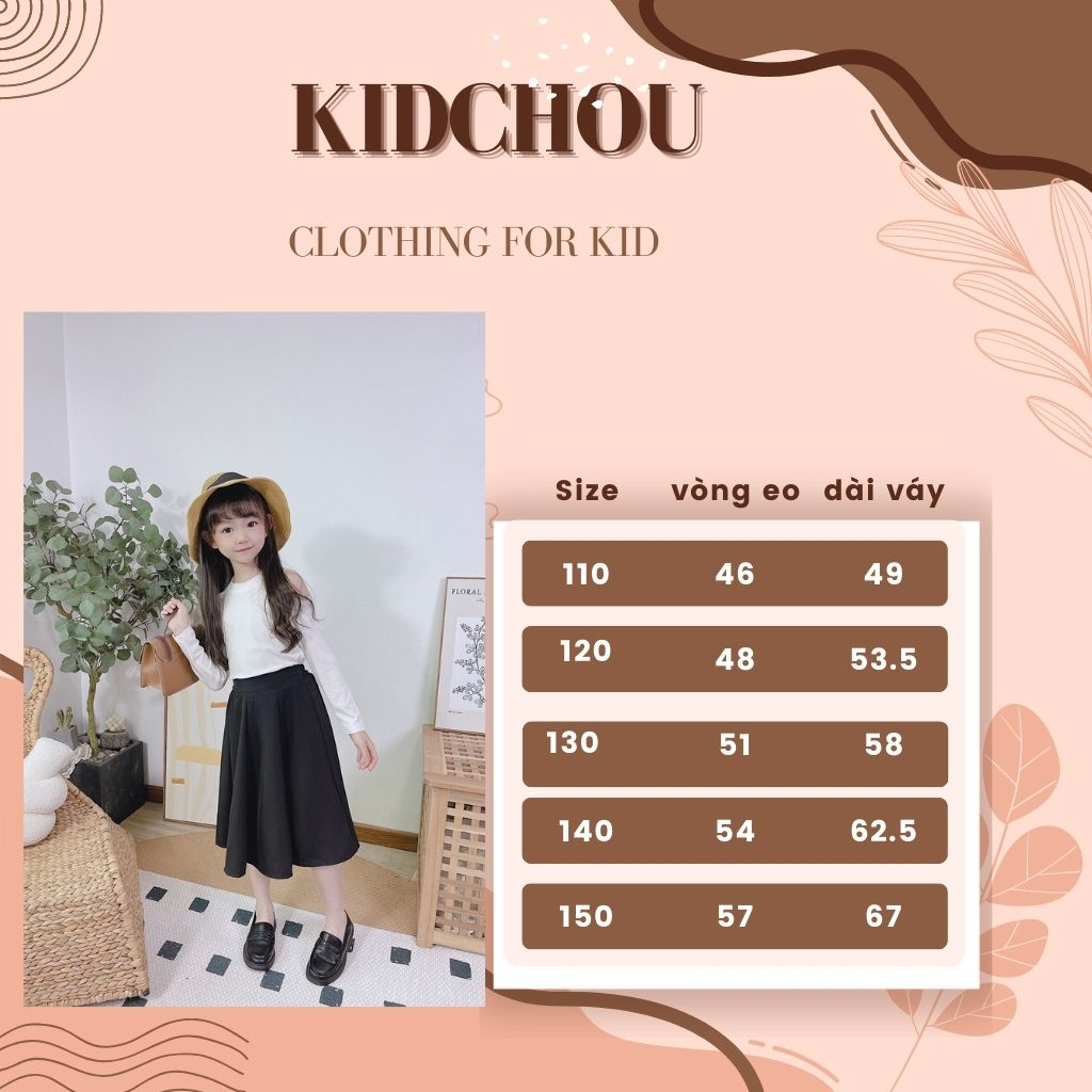 Chân Váy Dài Cho Bé Gái Kidchous, Váy Bé Gái Bồng Bềnh Siêu Xinh 2023