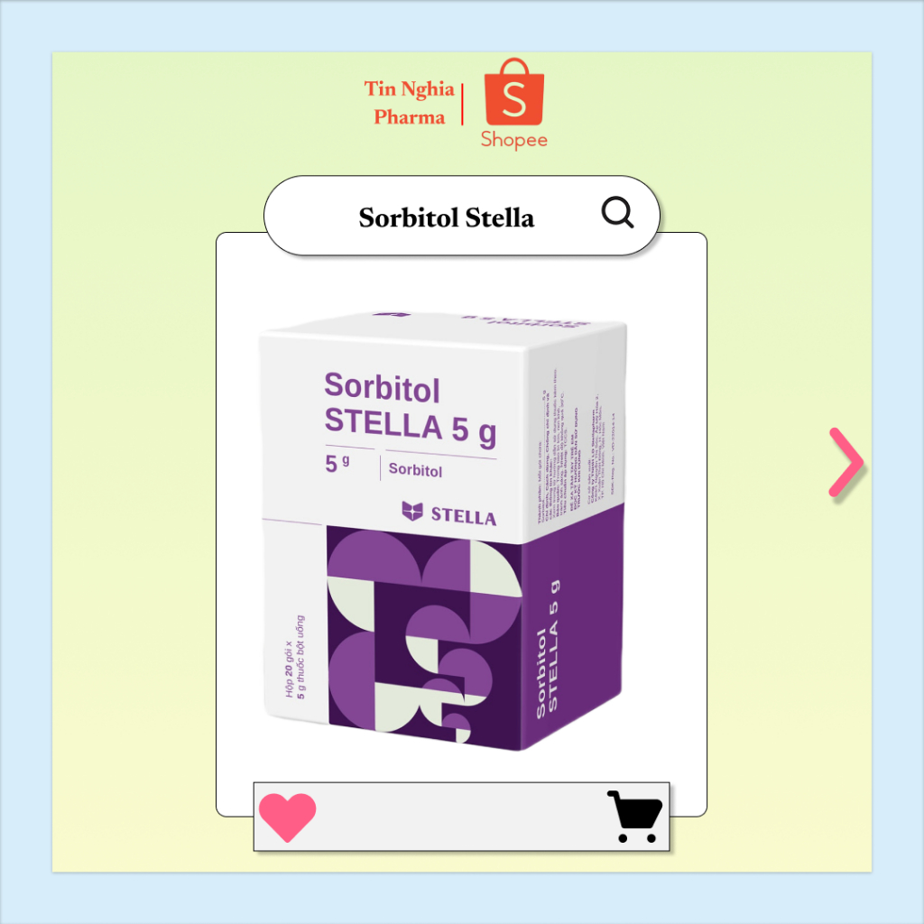 Sorbitol Stella 5g (H/20g) giảm táo bón, ổn định đường ruột & hạn chế bệnh trĩ.