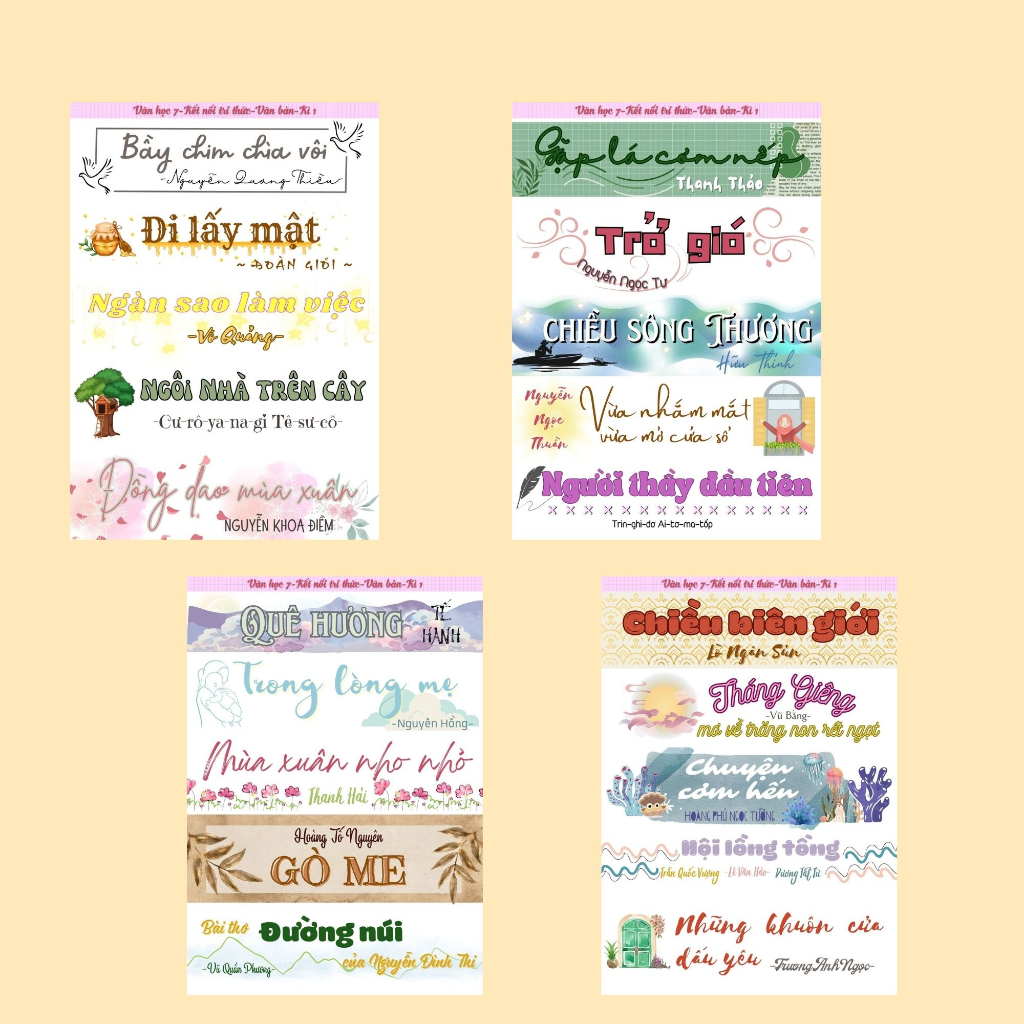 Sticker ngữ văn 7, tiêu đề tác phẩm ngữ văn 7