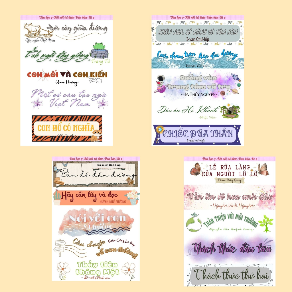 Sticker ngữ văn 7, tiêu đề tác phẩm ngữ văn 7