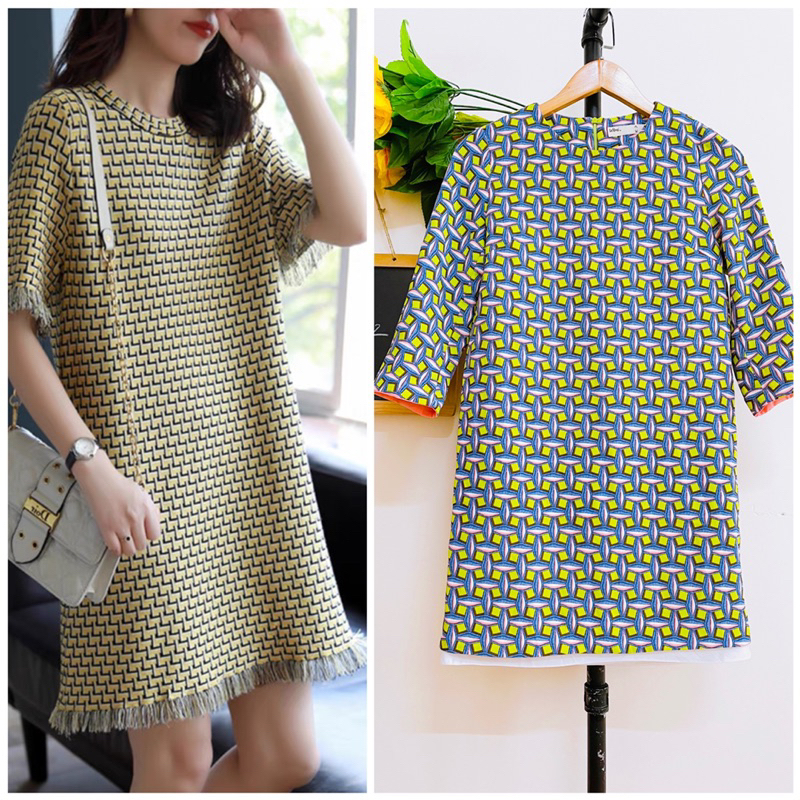 Đầm Hàn Quốc, Hai Lớp, Hoạ Tiết, New 97%, 2hand