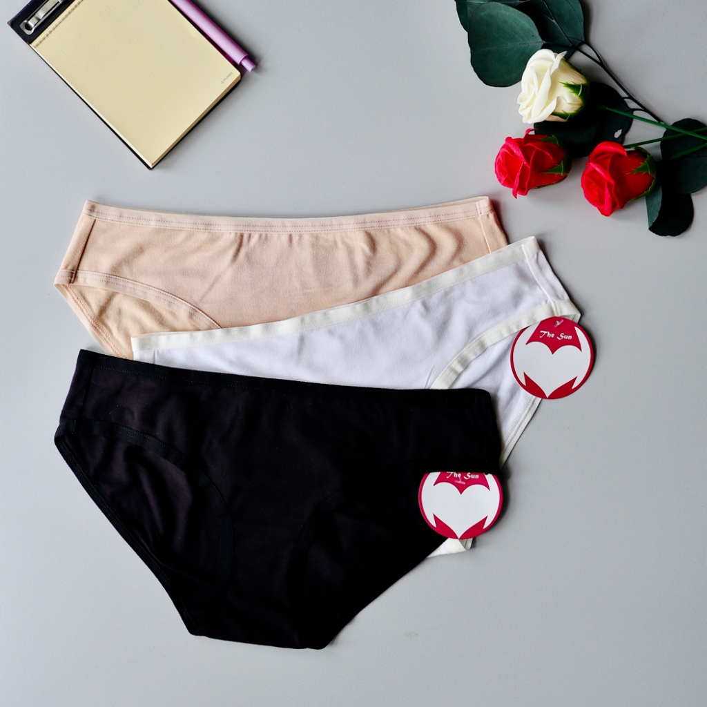Combo 3 quần lót nữ cotton trơn cao cấp, vải có độ co giãn cao, thoáng mát thích hợp cho ngày hè_THE SUN Mã TCT 001