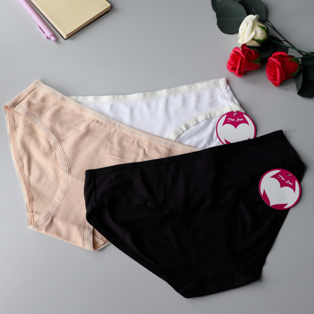 Combo 3 quần lót nữ cotton trơn cao cấp, vải có độ co giãn cao, thoáng mát thích hợp cho ngày hè_THE SUN Mã TCT 001