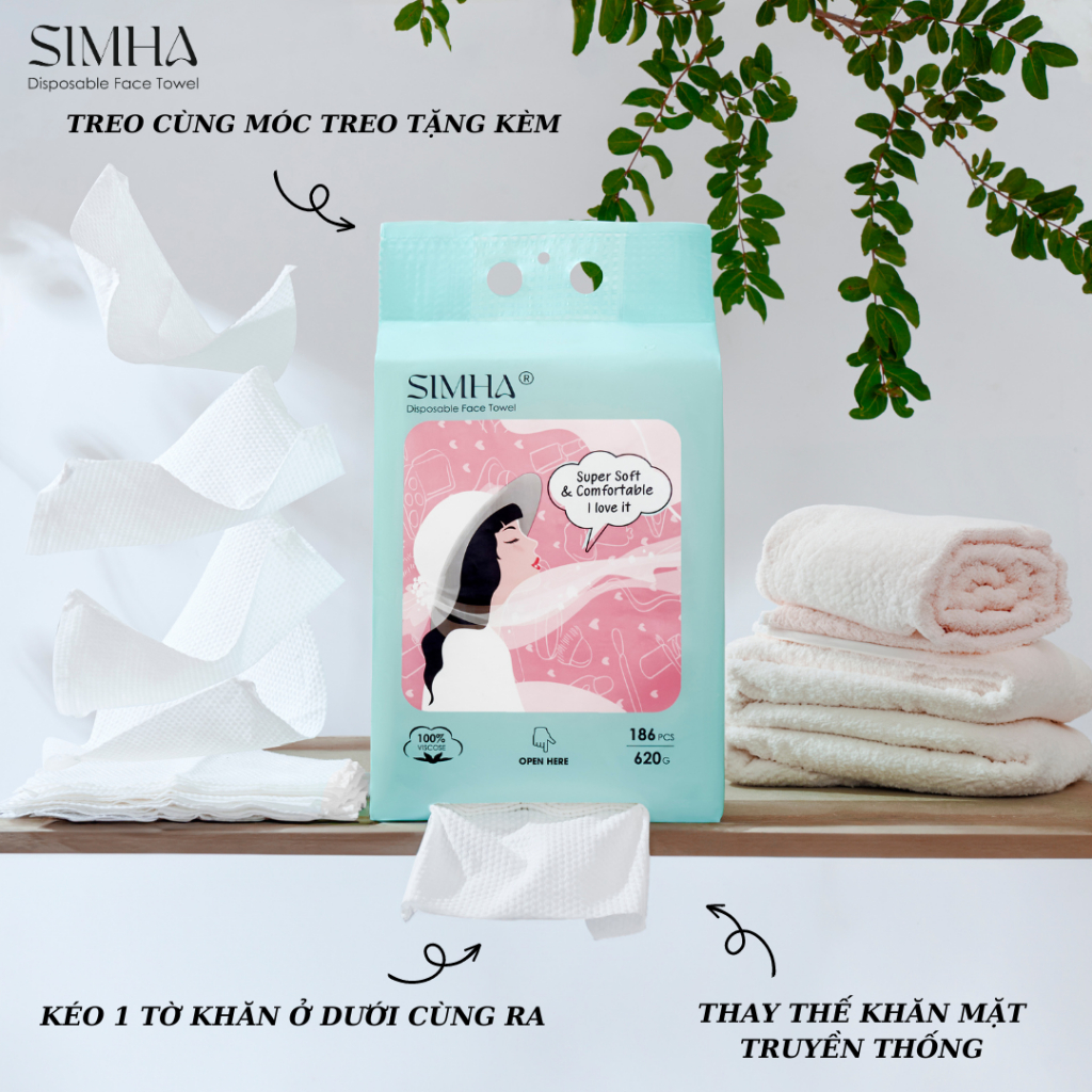 Khăn mặt khô Animerry dùng 1 lần lau khô lau ướt từ bông tự nhiên có thể dùng thay bông tẩy trang cuộn tiện dụng