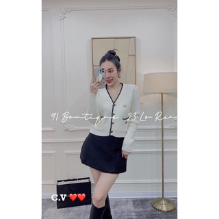 (CV) Áo khoác len khuy kèm tag ngực