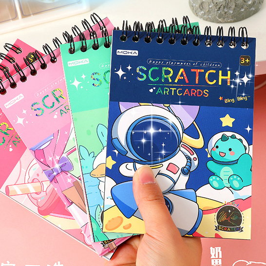 Sổ Tay Ma Thuật Scratch A6 10 Tờ Kèm Bút Mẫu Hoạt Hình