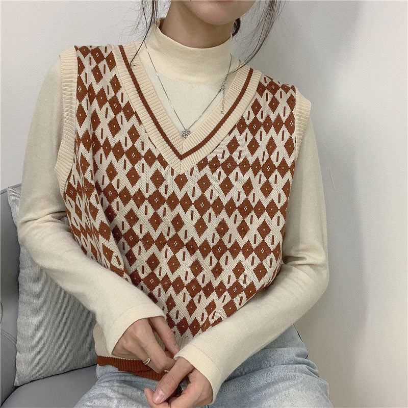 A189 ÁO LEN GHI-LÊ HOẠ TIẾT HÌNH THOI FORM RỘNG HÀNG QC