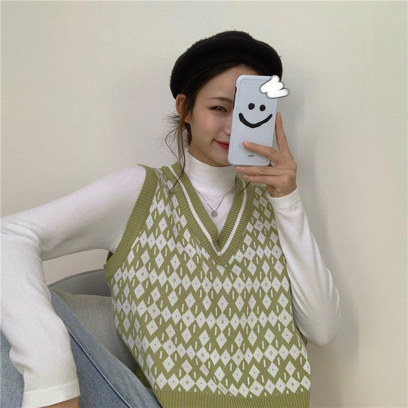 A189 ÁO LEN GHI-LÊ HOẠ TIẾT HÌNH THOI FORM RỘNG HÀNG QC