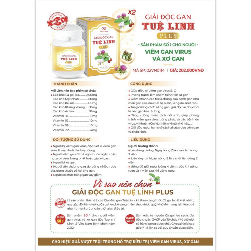 GIẢI ĐỘC GAN TUỆ LINH PLUS THẾ HỆ 2
