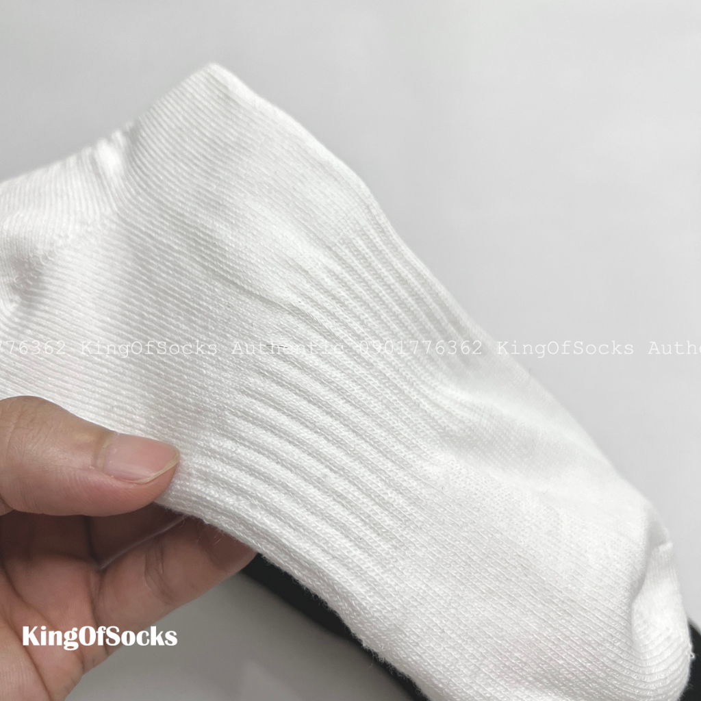 Tất trơn Cotton cao cổ Basic unisex White/Black