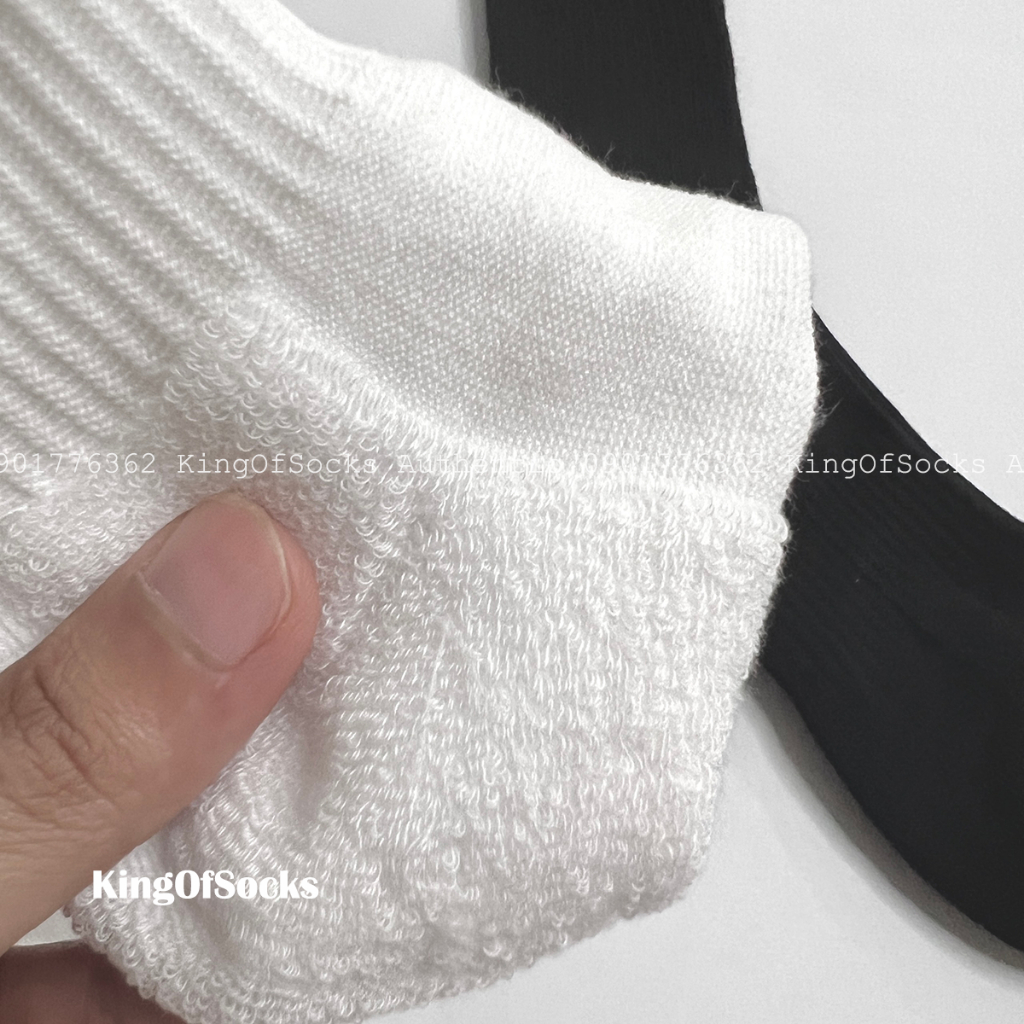 Tất trơn Cotton cao cổ Basic unisex White/Black