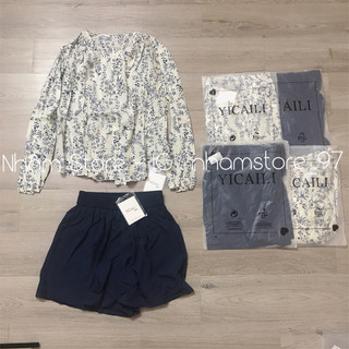( Order - Ảnh thật ) Set áo sơ mi hoa nhí + quần short thô