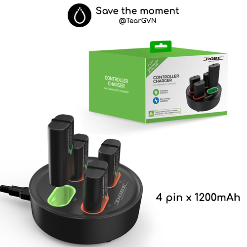 Dock sạc và 4 pin 1200mAh DOBE cho Xbox Series SX / Xbox One SX / Xbox One