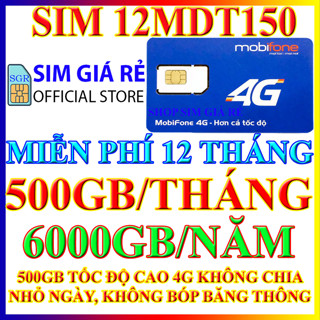 Sim 4G Mobi MDT250A, 12MAX90, 12FD50, 21G12, 6MDT150, 12MDT150 trọn gói 1 năm không cần nạp tiền