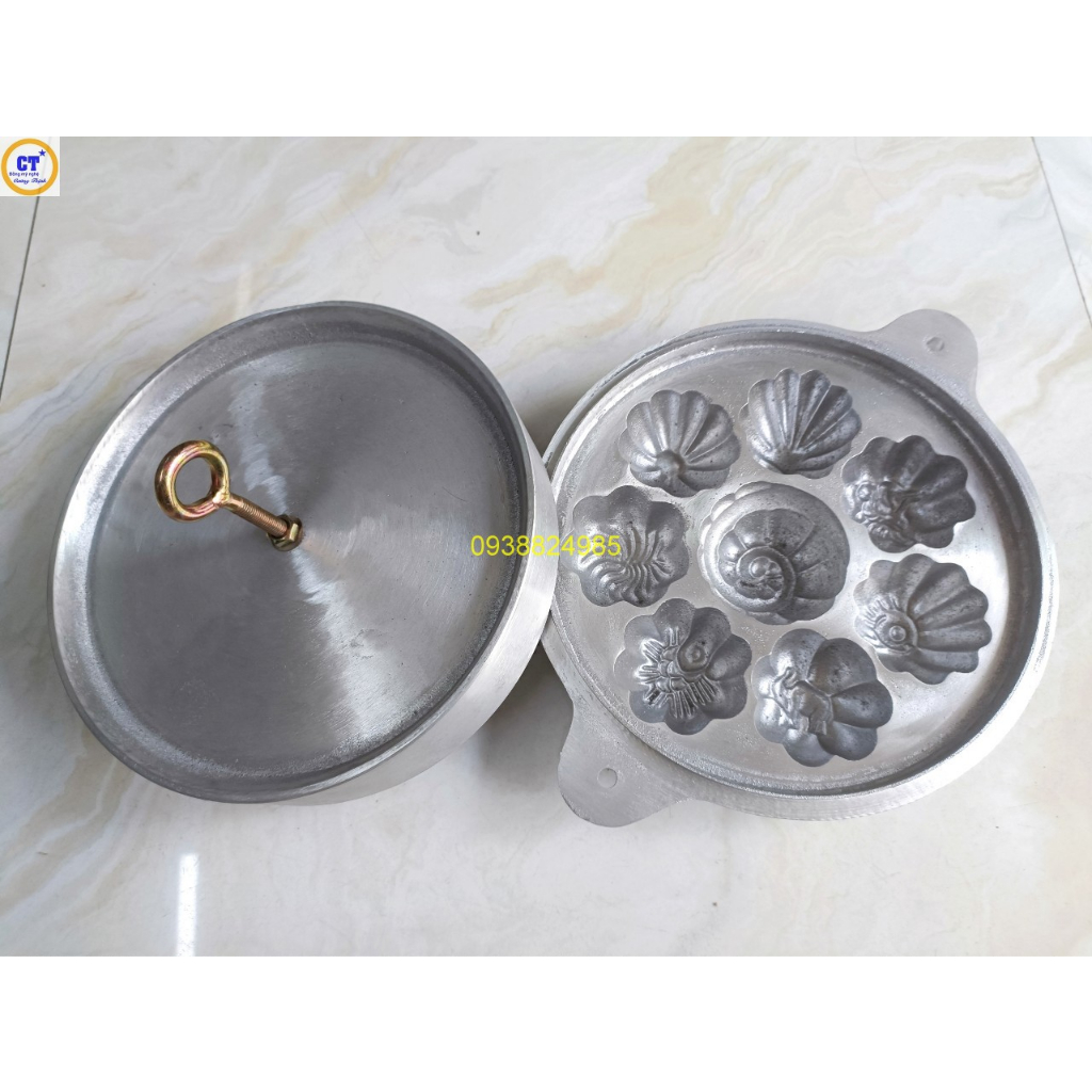 Khuôn bánh thuẫn bông lan nhôm 8 bánh