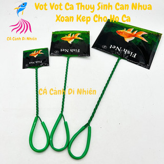 Vợt bắt cá thủy sinh fish net cán nhựa xoán kép lòng sâu xanh lá - vợt vớt cá