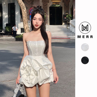 Đầm cúp không dây kim sa hoa hồng | merrchuyenvay