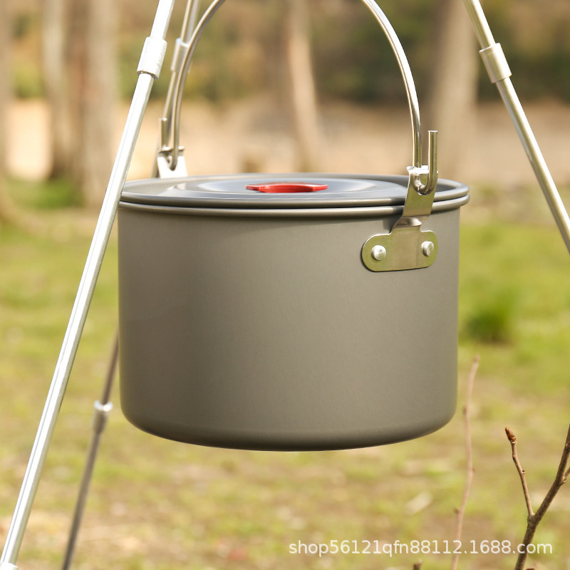 Nồi Treo Dã Ngoại Cỡ Lớn 4.2L cho 6-8 Người Bằng Nhôm Hợp Kim Quai Thép Không Gỉ Dùng Cắm Trại Dã Ngoại