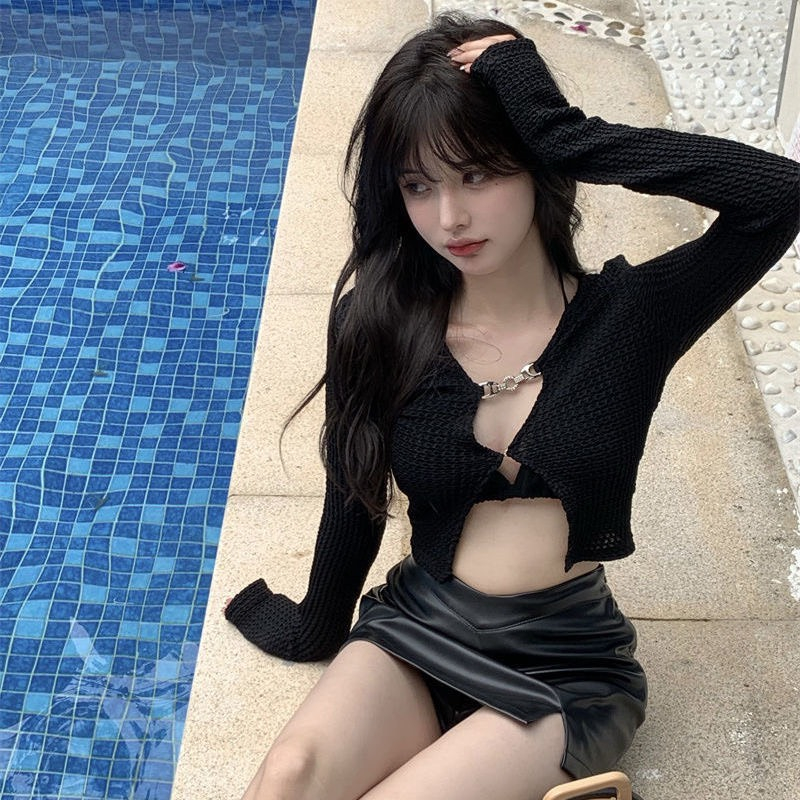 Áo Cardigan Croptop Tay Dài Sexy Phong Cách Trẻ Trung Năng Động