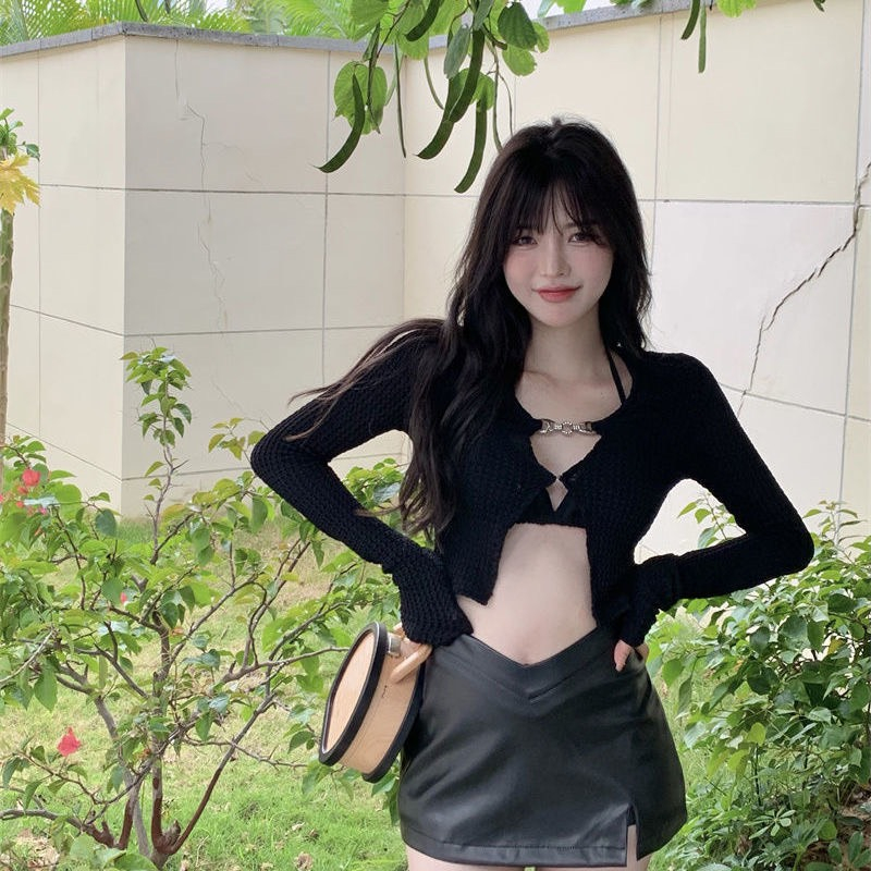 Áo Cardigan Croptop Tay Dài Sexy Phong Cách Trẻ Trung Năng Động
