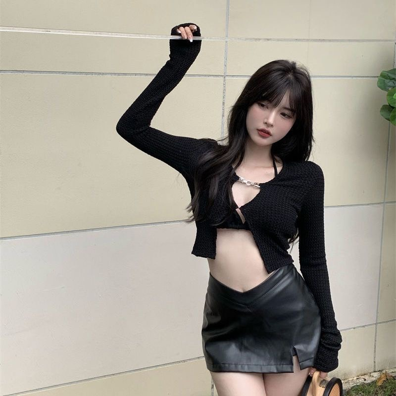 Áo Cardigan Croptop Tay Dài Sexy Phong Cách Trẻ Trung Năng Động