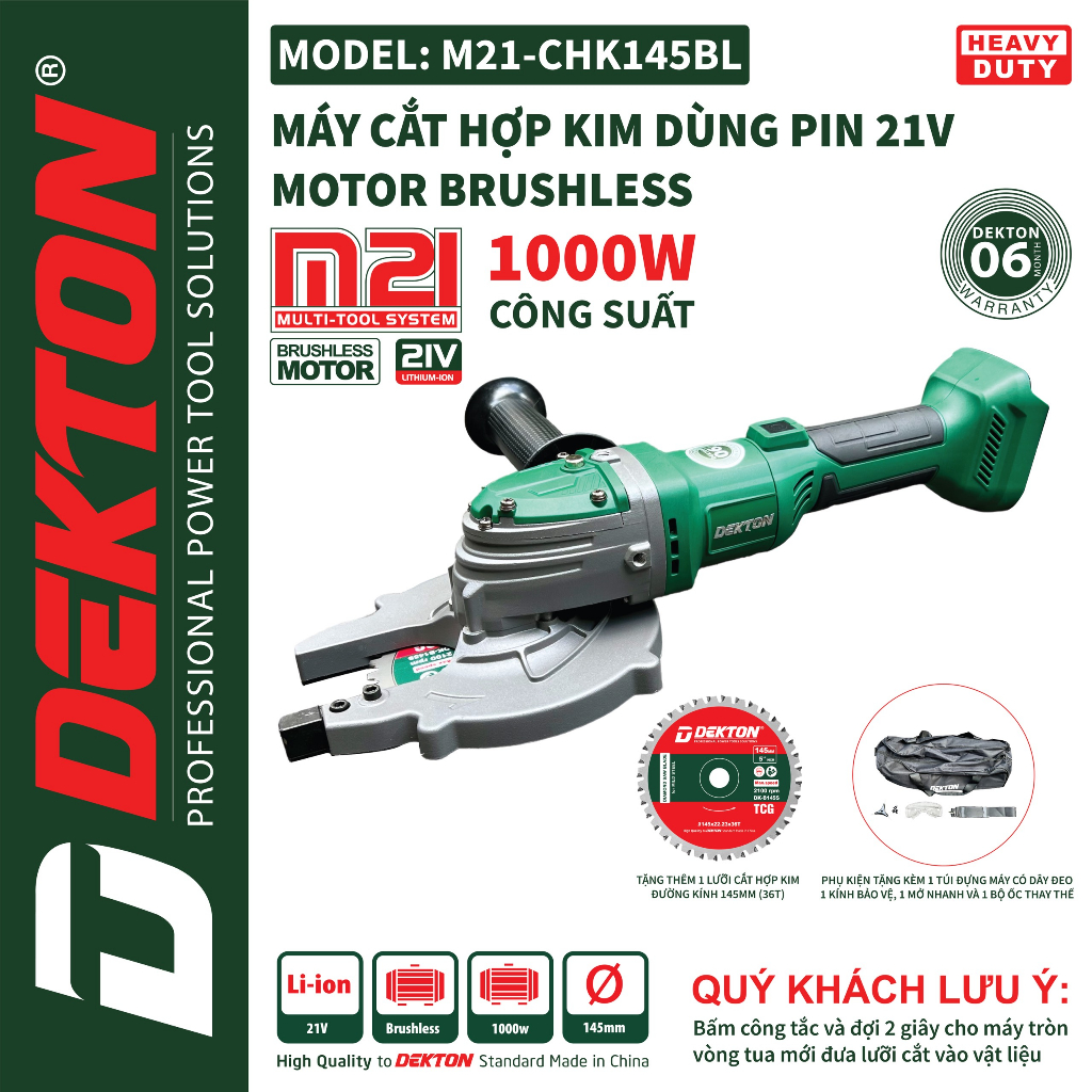 Máy Cắt Cầm Tay Dekton / Dùng Lưỡi Hợp Kim 145MM / M21-CHK145BL / Chân Pin Phổ Thông Makita / Motor Brushless
