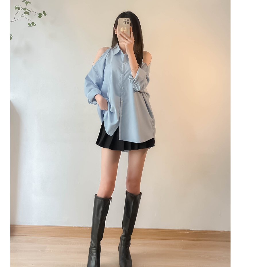 Áo sơ mi dài tay nữ khoét vai siêu xinh Maia Aokhoetvai3469 P6K3