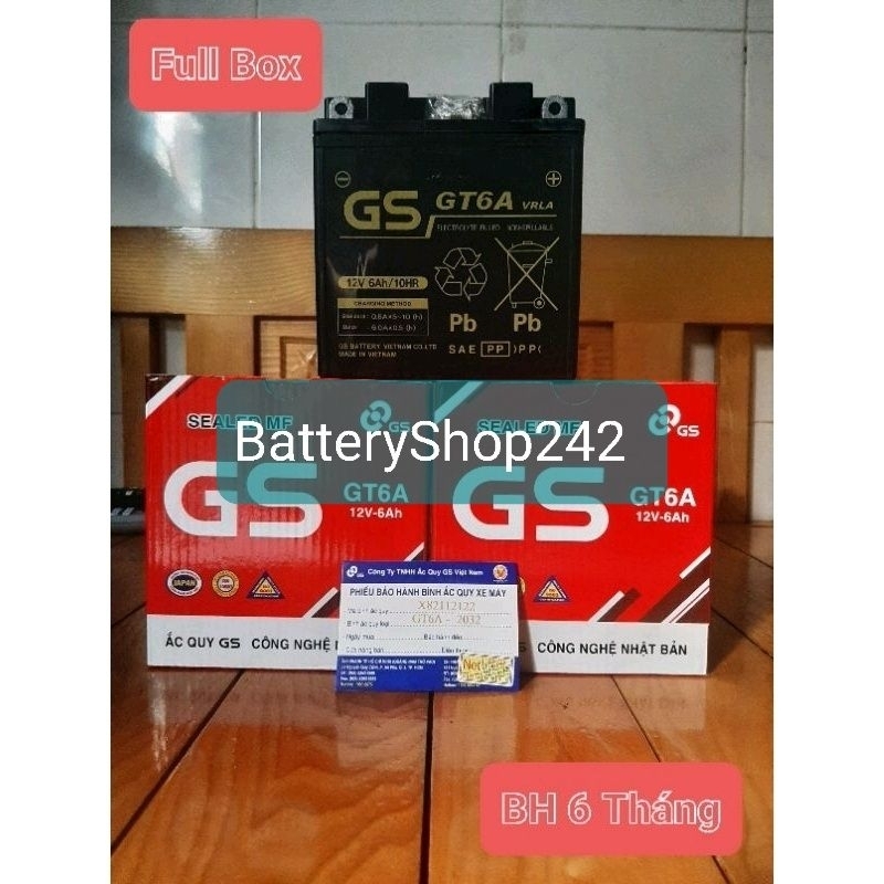 Ắc Quy Khô CHÍNH HÃNG GS GT6A 12V-6Ah Dùng cho Dream; Sirius; Jupiter; Exciter 110 .