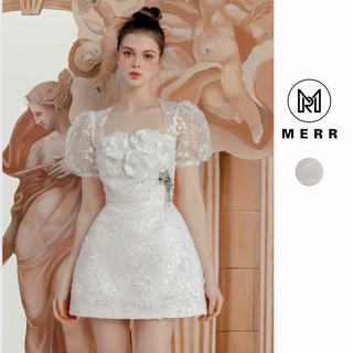[MERR1022] Đầm Kim Sa Tay Ngắn Đính Hoa Kèm Ảnh Thật | MERRCHUYENVAY