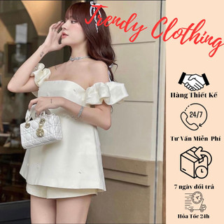 Váy công chúa, áo trễ vai, váy áo trễ vai kèm quần short chất Tafta đứng form cực xịn Trendy Clothing