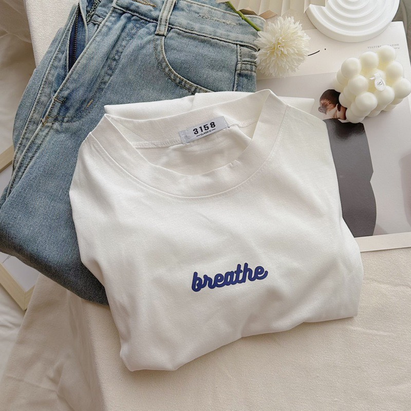 Áo thun nữ YUSTUDIO 3158 chất cotton khô form rộng phông unisex mẫu breathe