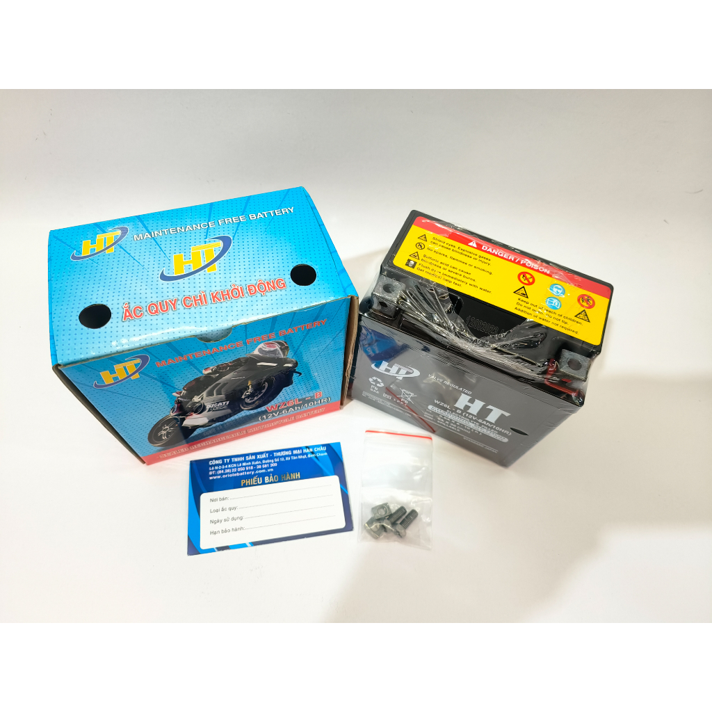 Bình ắc quy khô HT WZ6L 12V-6Ah BH 6 tháng cho xe sh mode,vision,Ab,Vario,..vv