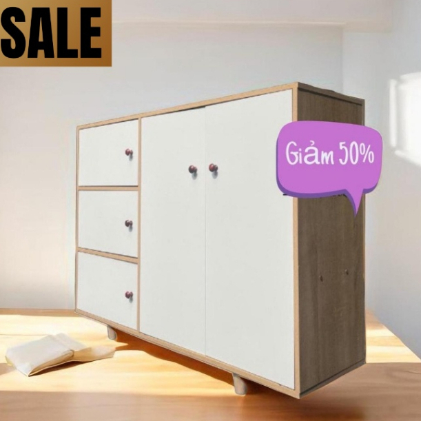 Tủ đựng đồ nhiều ngăn cánh cửa decor nhà hiện đại MDF chống ẩm - LM5