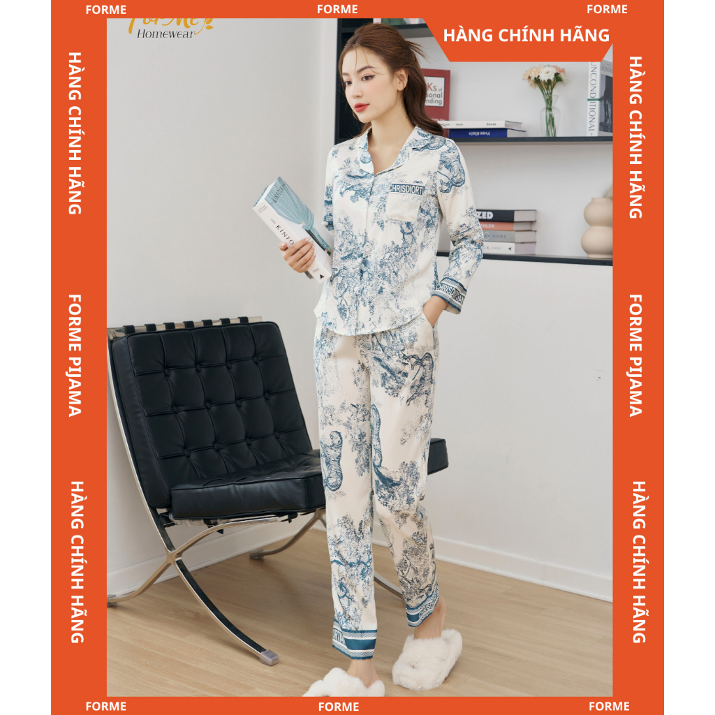 BỘ DÀI TAY LỤA HÀN CHÂU CAO CẤP DIO 04, HÀNG CHÍNH HÃNG FORME PIJAMAS