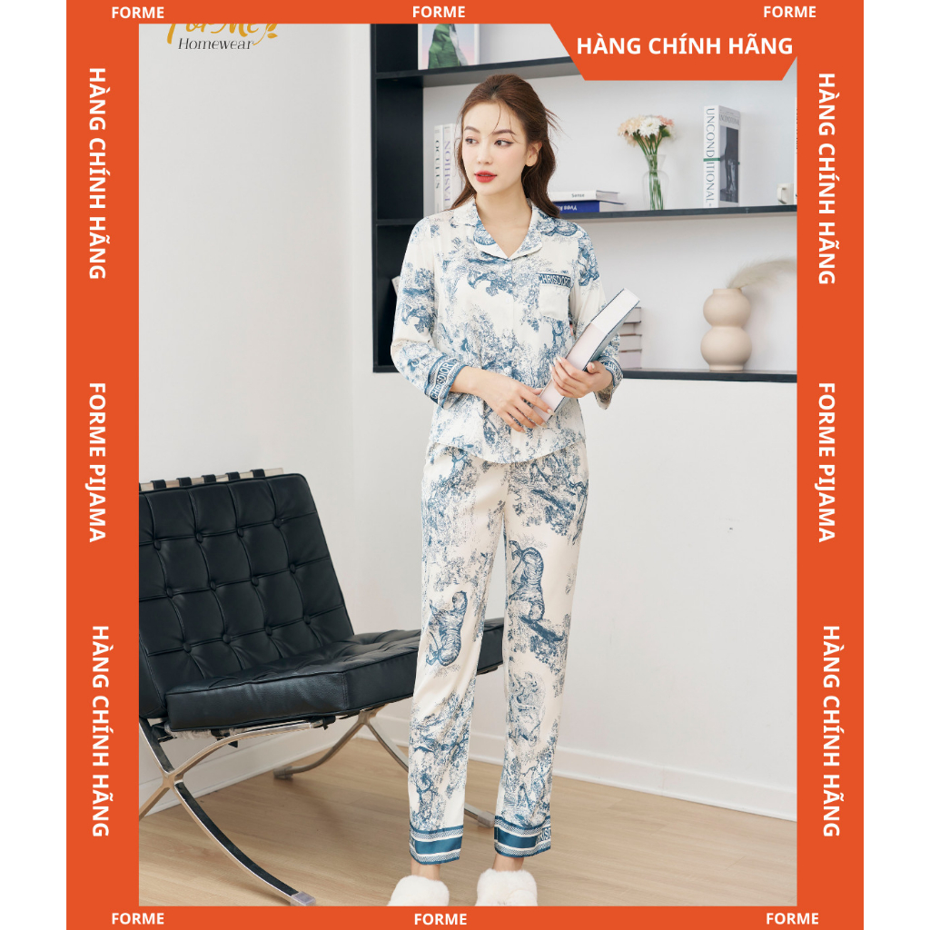 BỘ DÀI TAY LỤA HÀN CHÂU CAO CẤP DIO 04, HÀNG CHÍNH HÃNG FORME PIJAMAS