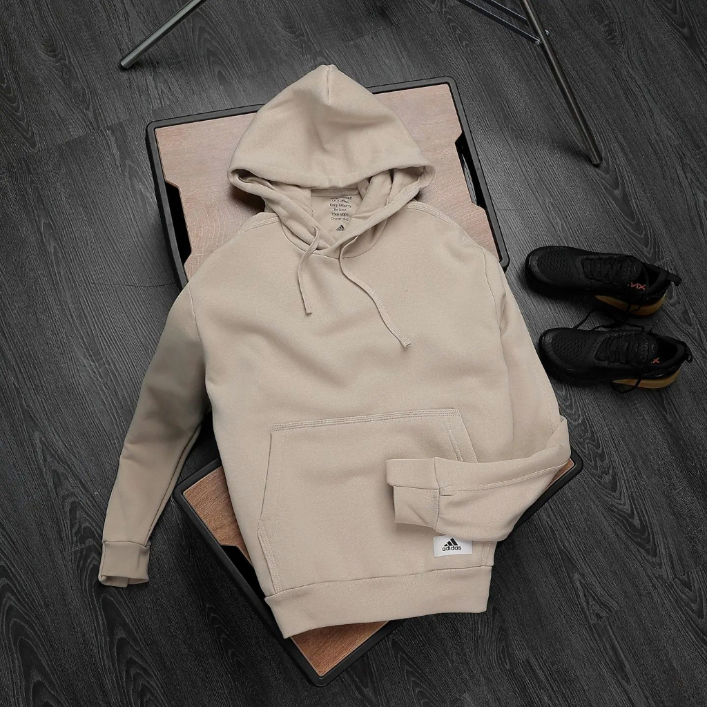 Áo khoác chui đầu Lounge Fleece Hoodie - màu Beige Chính Hãng làm từ chất thun nỉ bông, co giản , dày dặn#Ariesso