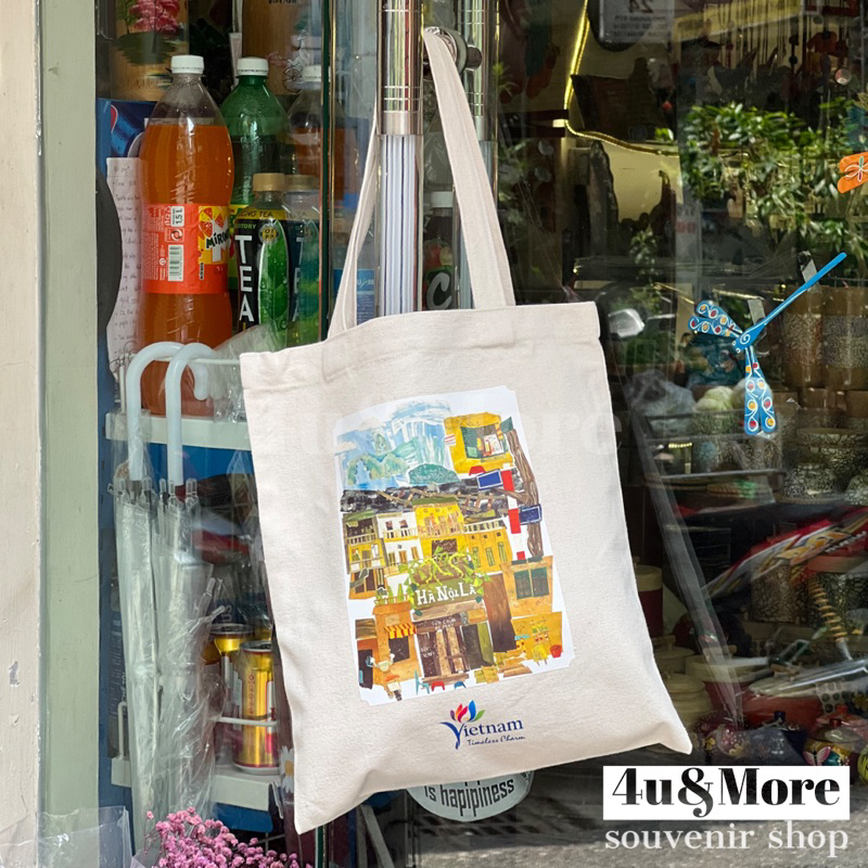 Túi vải tote khoác vai in hình Việt Nam thời trang thân thiện môi trường