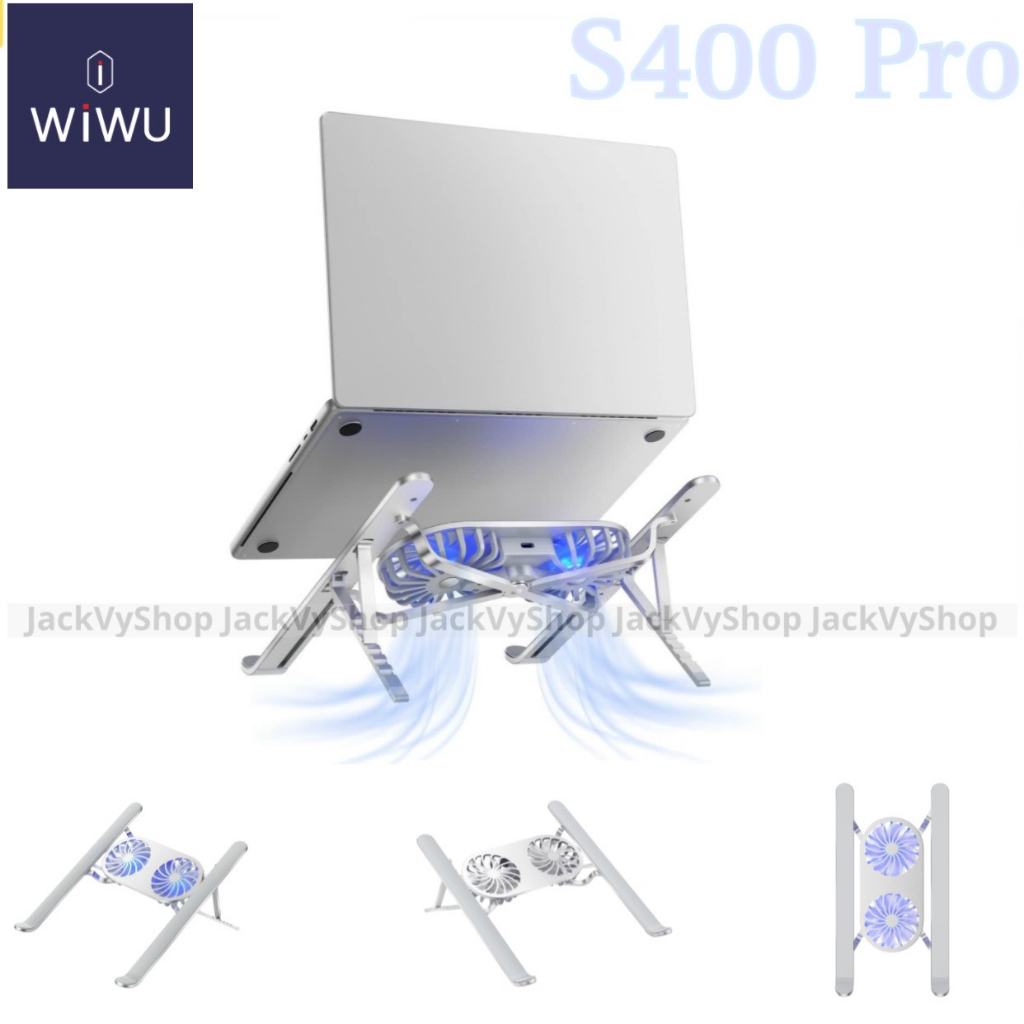 Giá đỡ kim loại kèm quạt tản nhiệt cho Macbook, Ultrabook Xoay ngang, dọc, Chính hãng WIWU Laptop Stand S400 Pro