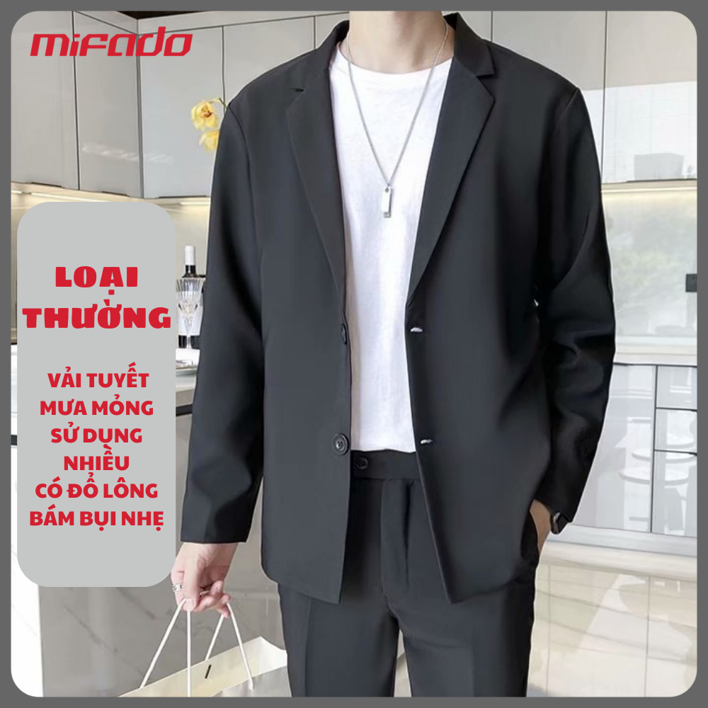 Áo Khoác Blazer nam màu đen cao cấp dáng rộng phong cách hàn quốc trẻ trung 2 nút mifado