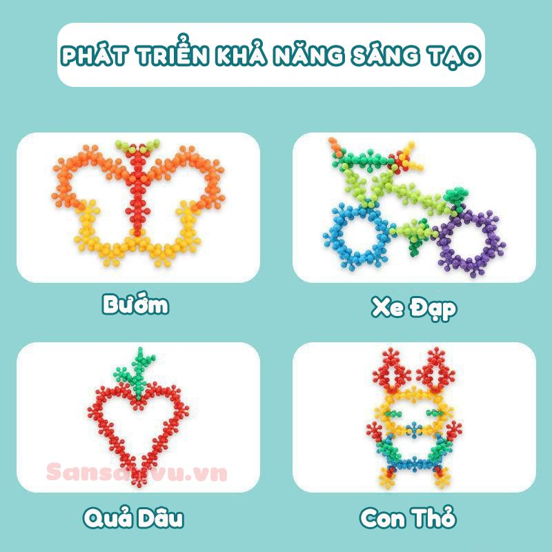 Đồ chơi xếp hình hoa mai 3D màu macaron xoay chiều, mô hình lắp ráp hoa tuyết cho bé