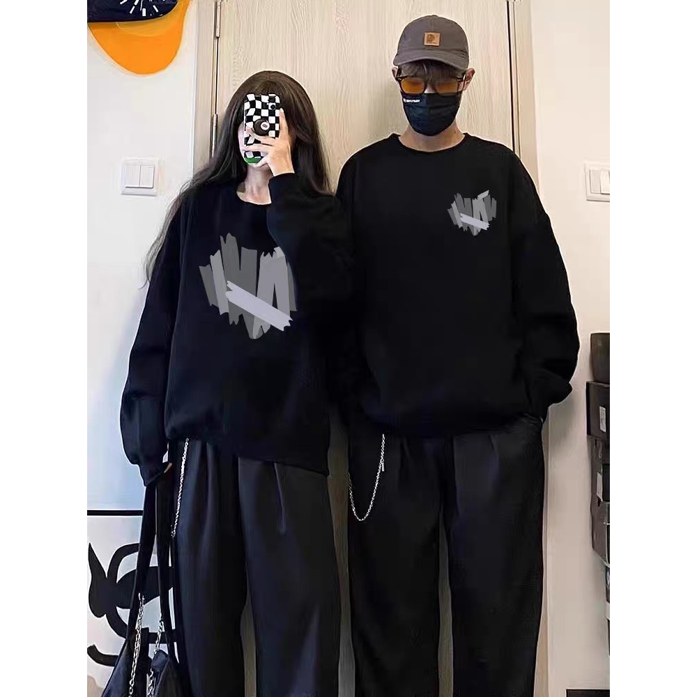 Áo sweater form rộng cổ tròn unisex mặc đôi nam nữ màu kem sáng chất nỉ bông dày mặc siêu ấm DELIZ