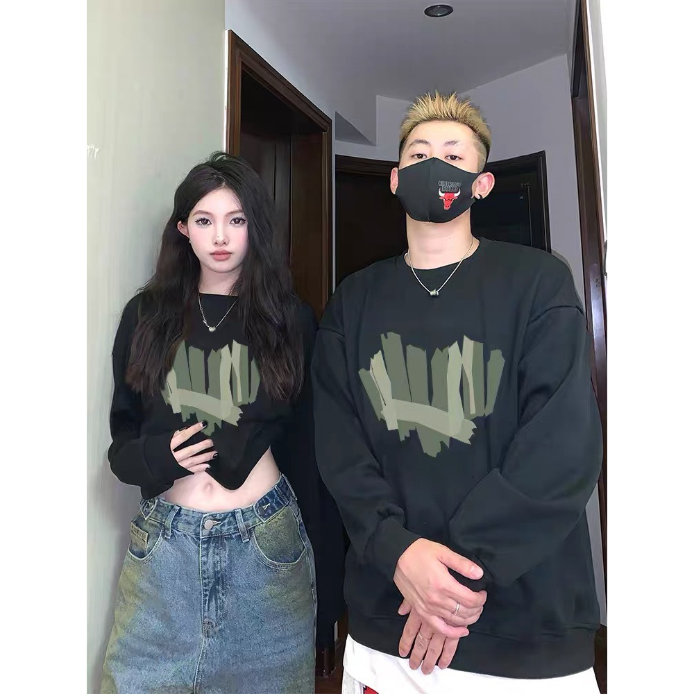 Áo sweater form rộng cổ tròn unisex mặc đôi nam nữ màu kem sáng chất nỉ bông dày mặc siêu ấm DELIZ