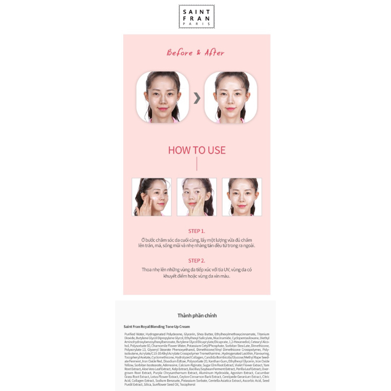 Kem Dưỡng Da Nâng Tone Saint Fran Paris Royal Blending Tone Up Cream 50ml