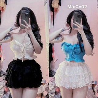 Quần tầng đính nơ xoè giả váy