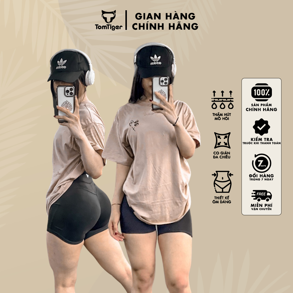 Áo thun nữ thể thao tập Sey Oversize TOMTIGER tiện lợi tập gym yoga