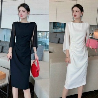 𝗛𝗔̀𝗡𝗚 𝗡𝗛𝗔̣̂𝗣 -đầm body nhún eo phối voan cao cấp tặng kèm hoa tai thời trang