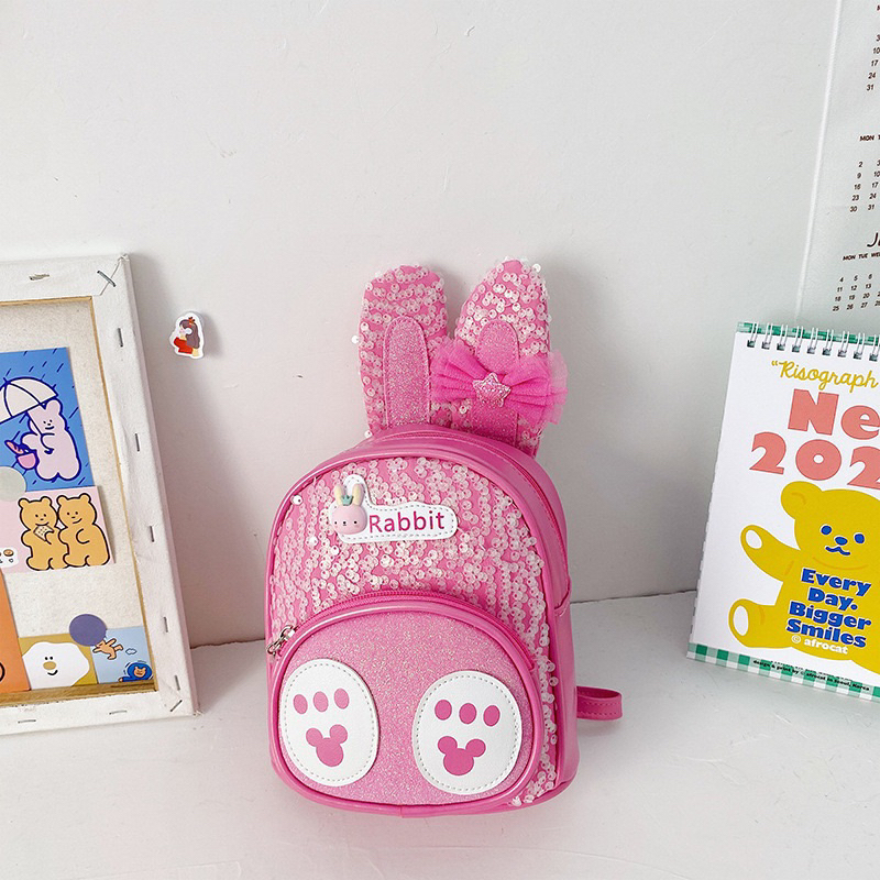 Balo mầm non balo đi học đính kim sa hình thỏ đáng yêu